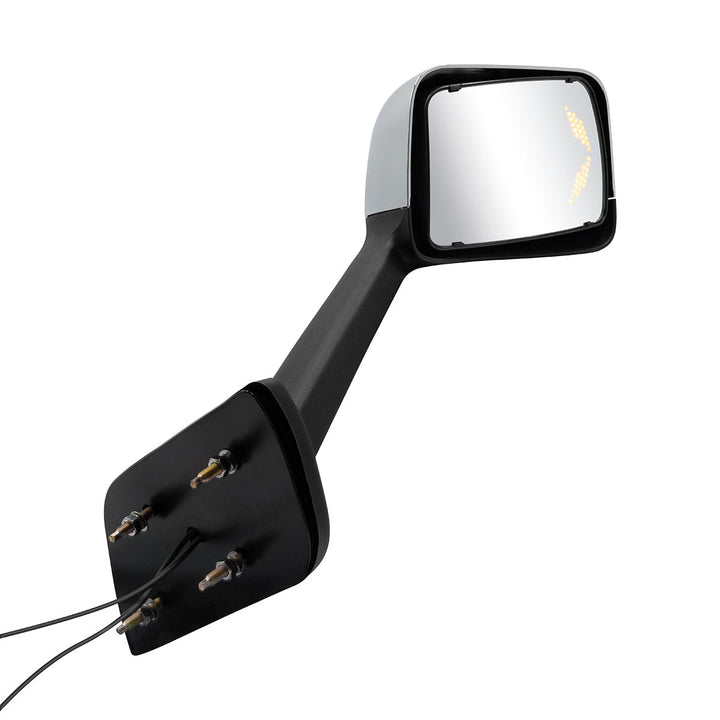 Chrome Plastic Hood Mirror Assembly With Sequential LED Turn Signals For 2018-2024 International LT - Passenger