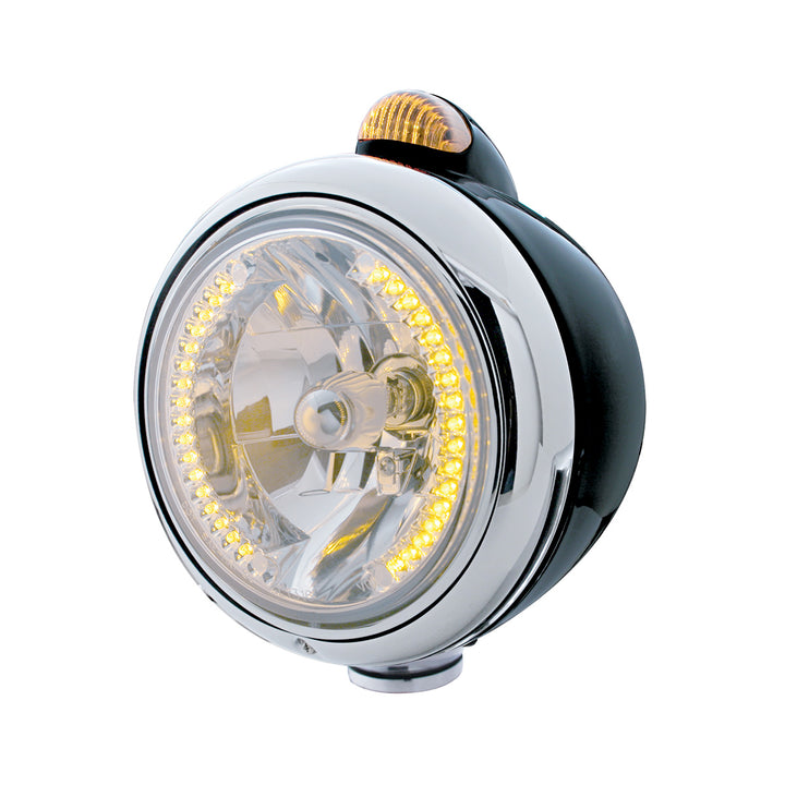 Black Guide 682-C Headlight H4 With Amber LED &amp; Dual Mode LED Signal - Amber Lens