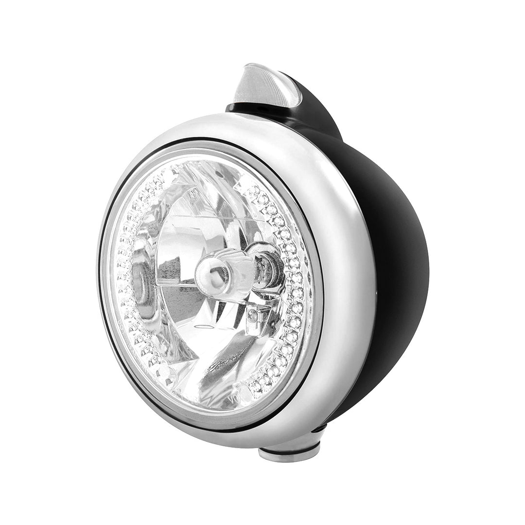 Black Guide 682-C Headlight H4 With White LED &amp; Original Style LED Signal - Clear Lens