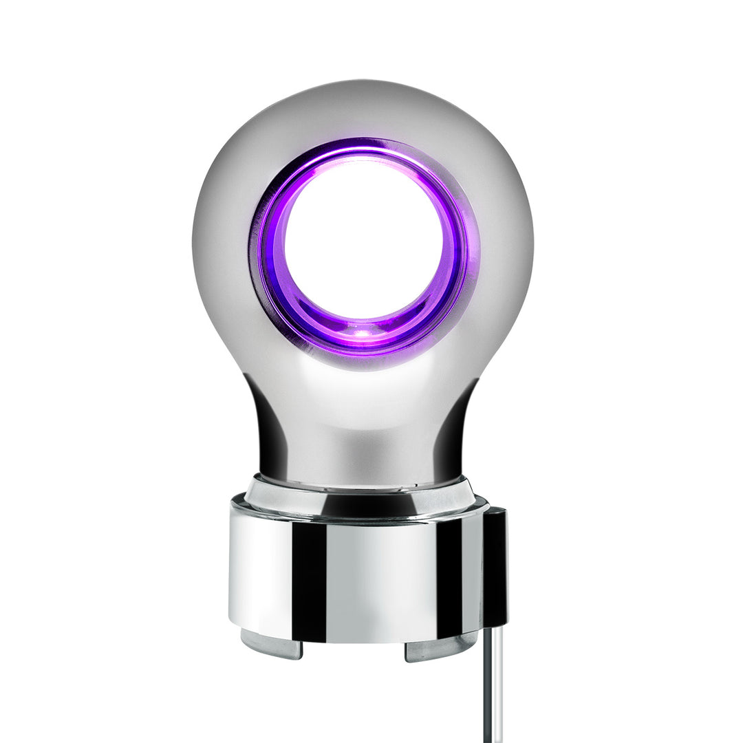 Thread-On Chrome Charlotte Style Gearshift Knob With LED 9/10 Speed Adapter - Purple LED