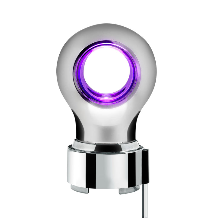 Thread-On Chrome Charlotte Style Gearshift Knob With LED 9/10 Speed Adapter - Purple LED