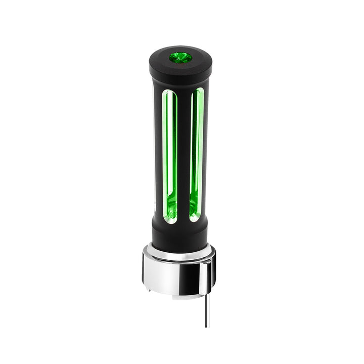 Thread-On Matte Black Sonoma Style Gearshift Knob With LED 9/10 Speed Adapter - Dark Green Crystal/Green LED