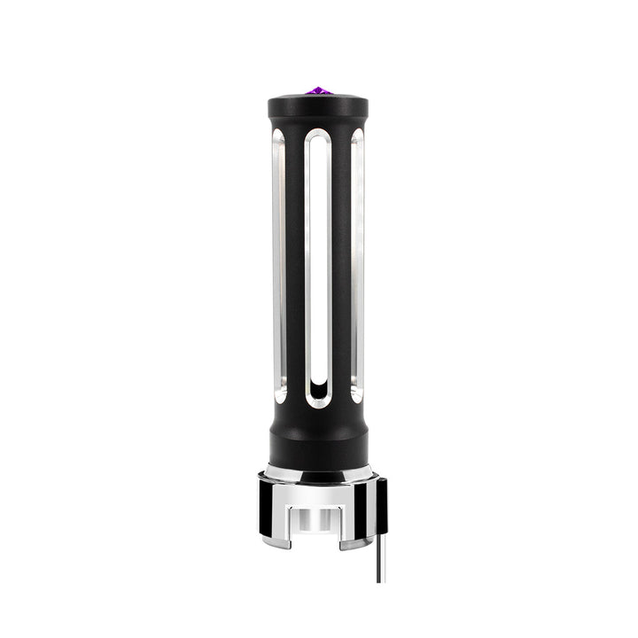 Thread-On Matte Black Sonoma Style Gearshift Knob With LED 13/15/18 Speed Adapter - Purple Crystal/Purple LED