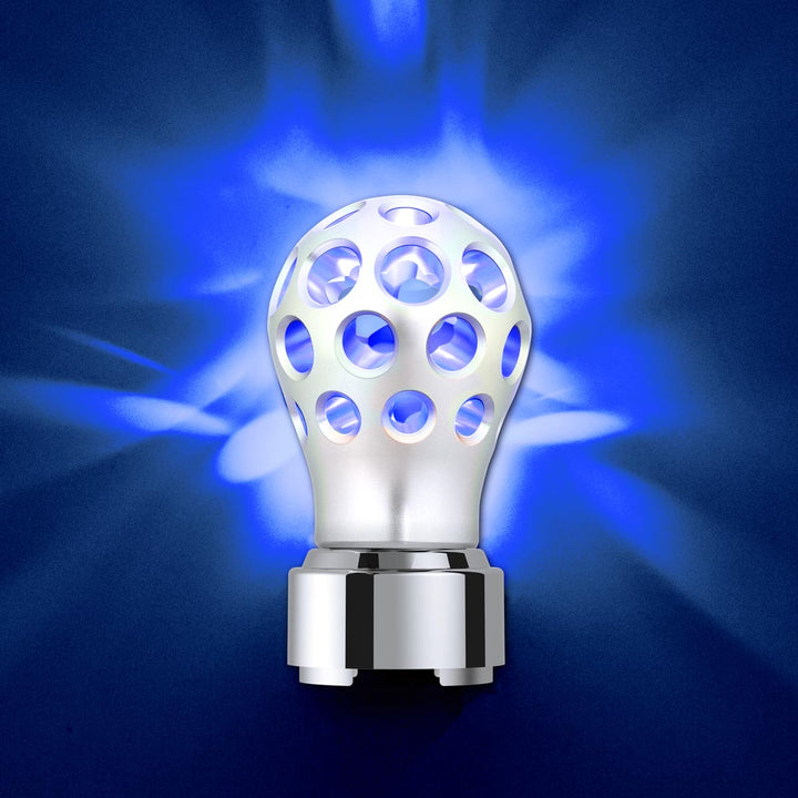 Thread-On Annodized Phoenix Style Ball Gearshift Knob With LED 9/10 Speed Adapter - Blue LED