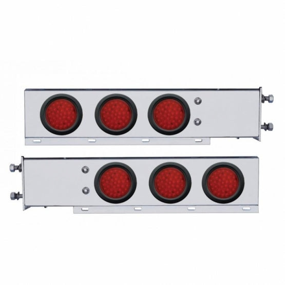 3-3/4" Bolt Pattern Deluxe Stainless Steel Spring Loaded Bar W/6 x 36 LED 4" Light - Red LED &amp; Lens (Pair)