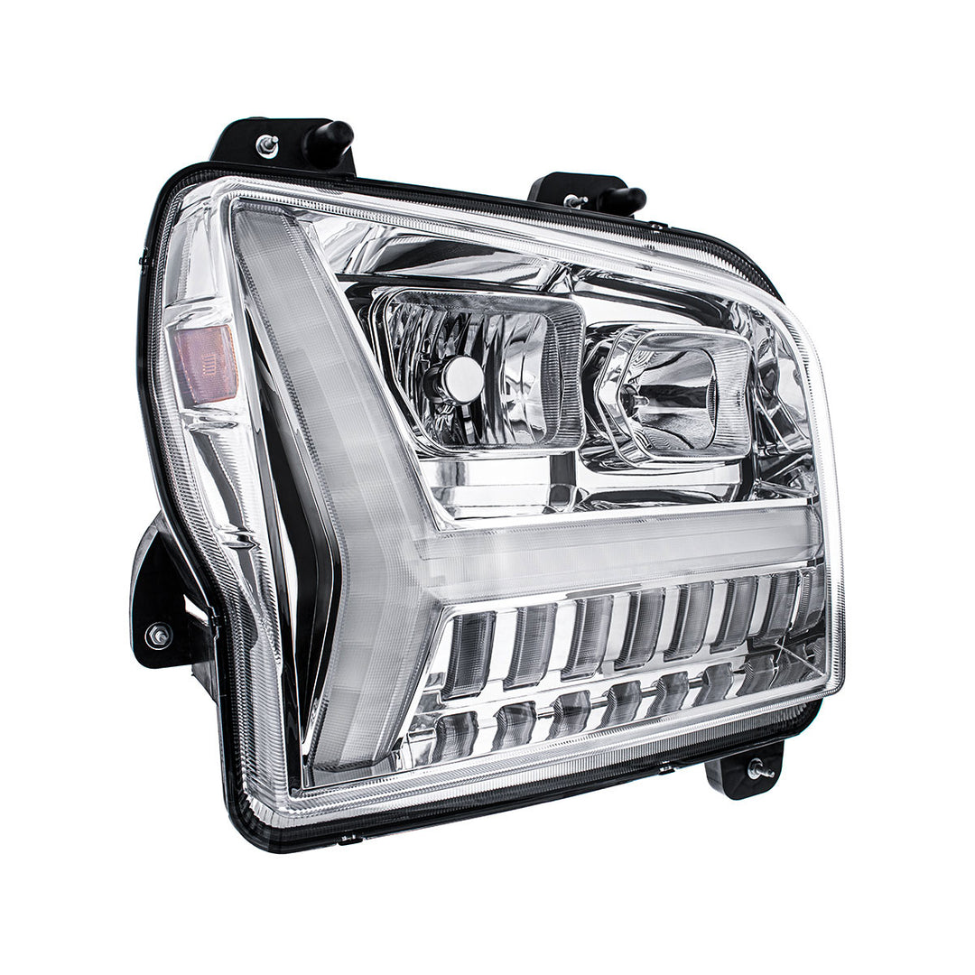 Chrome Headlight With LED DRL Light Bar &amp; Turn Signal For 2018-2024 Kenworth W990 - Passenger