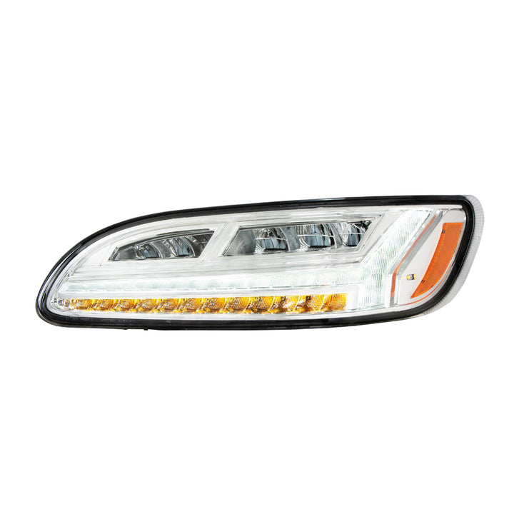 Chrome 6 LED Headlight For Peterbilt 386 (2006-2016) &amp; 387 (2000-2011) - Driver