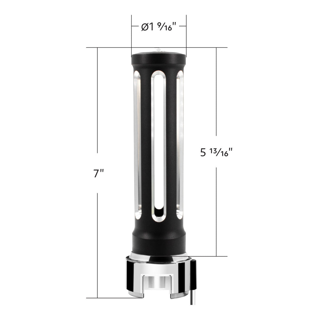 Thread-On Matte Black Sonoma Style Gearshift Knob With LED 13/15/18 Speed Adapter - Clear Crystal/White LED
