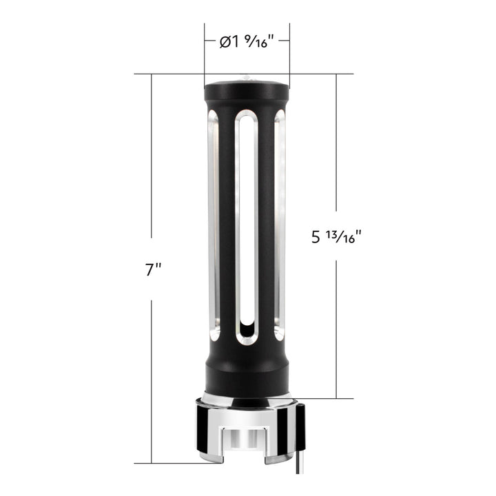 Thread-On Matte Black Sonoma Style Gearshift Knob With LED 13/15/18 Speed Adapter - Clear Crystal/White LED