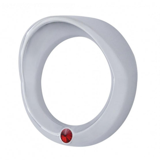 Signature Series Small Gauge Bezel With Visor For 2006+ Peterbilt - Red Crystal