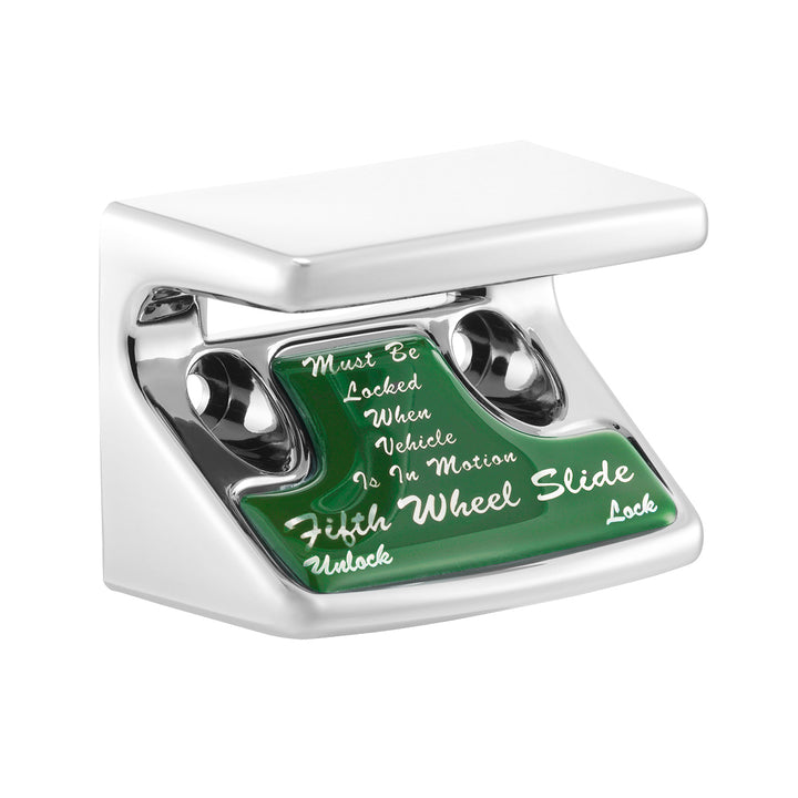 Chrome Plastic Fifth Wheel Switch Guard With Glossy Sticker For 1990-2010 Freightliner Classic - Green Sticker