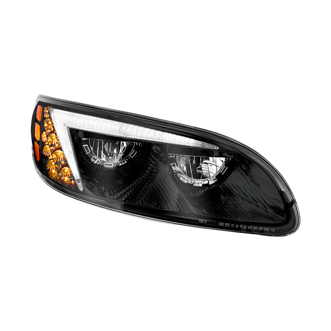 Black LED Headlight For Peterbilt 386 (2005-2015) &amp; 387 (1999-2010) - Passenger