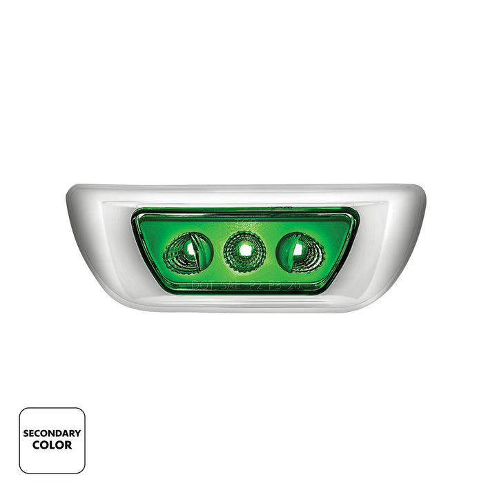 3 LED Double Fury Cab Light For 2013-2021 Kenworth T680 &amp; 2012-2021 Peterbilt 579 - Amber &amp; Green LED