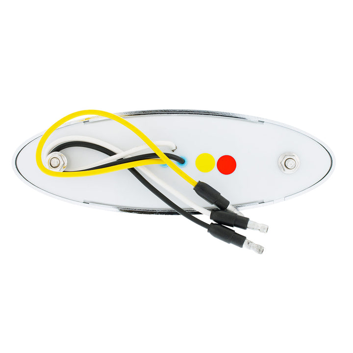 10 LED Oval Double Fury Light With Clear Lens &amp; Chrome Bezel (Clearance/Marker) - Amber &amp; Red LED/Clear Lens