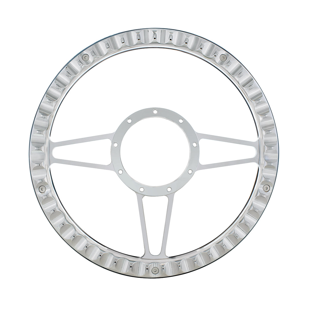 14" Chrome Aluminum 3 - Spoke Style 9 - Screw Mount Steering Wheel