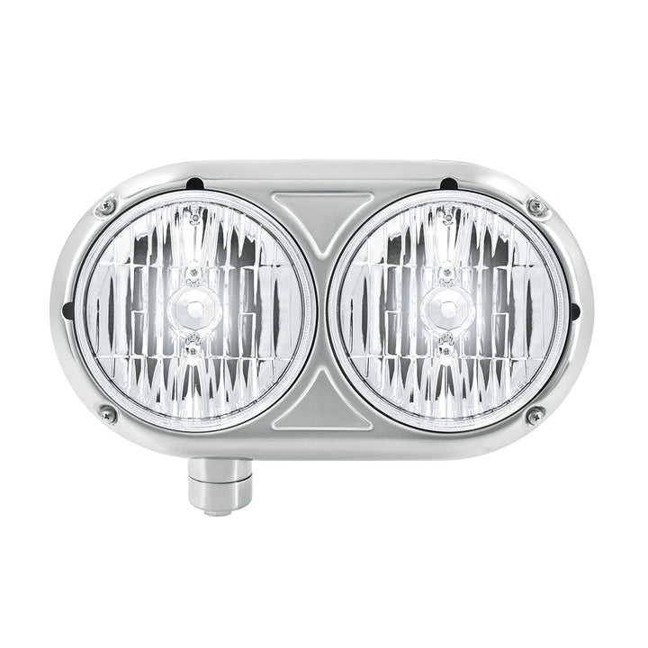 Headlight Assembly With Crystal Halogen Bulbs &amp; 304 Stainless Steel Housing For Peterbilt 359 - Driver
