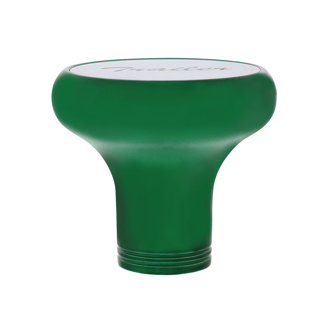 Deluxe Aluminum Screw-On Air Valve Knob With Stainless Trailer Plaque - Emerald Green