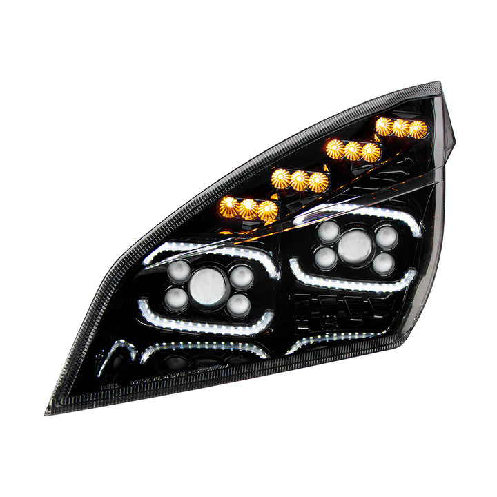 Black 10 LED Projector Headlight With LED Sequential Turn &amp; DRL For 2018-2024 Cascadia - Driver