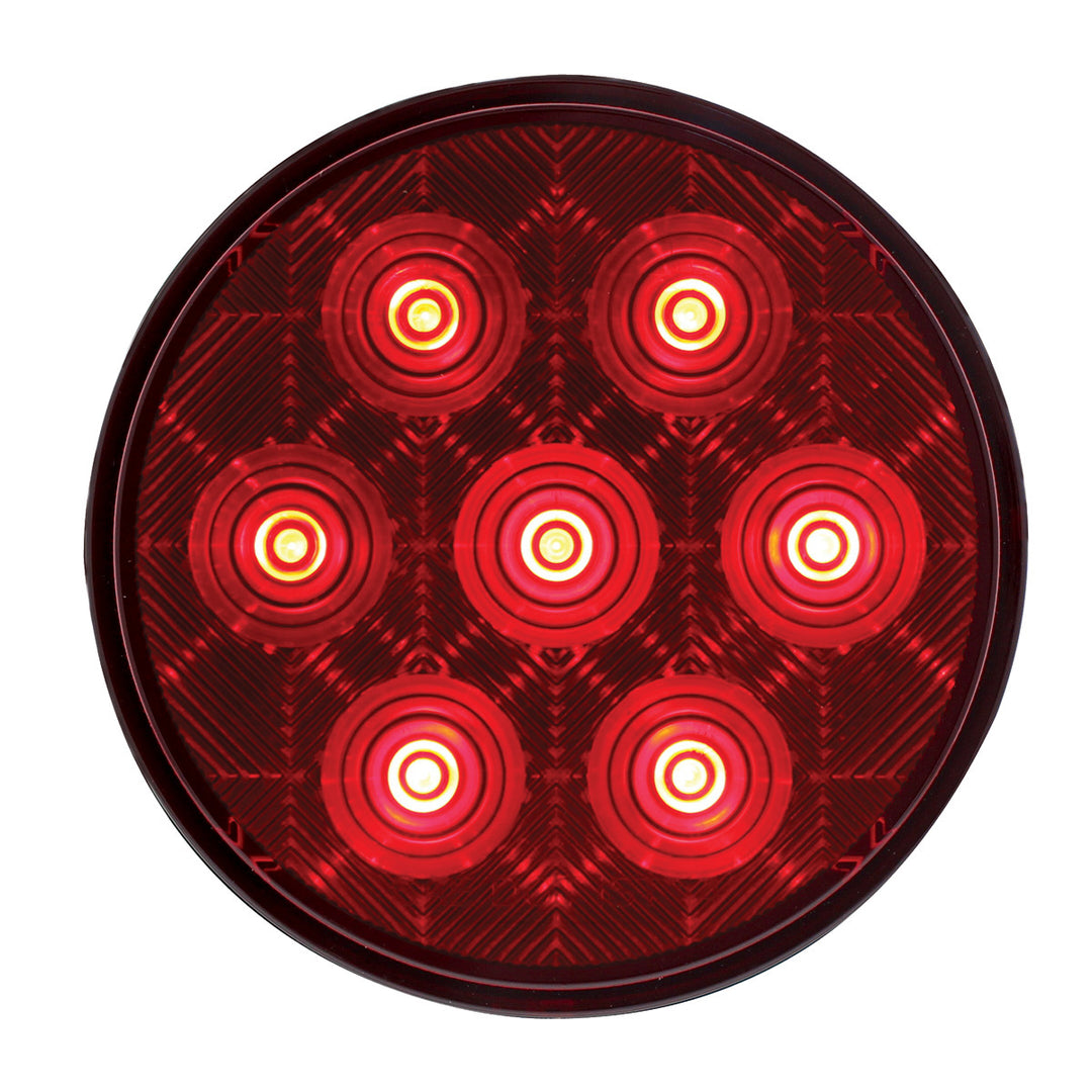 7 LED 4" Round Competition Series Light (Stop, Turn &amp; Tail) - Red LED/Red Lens