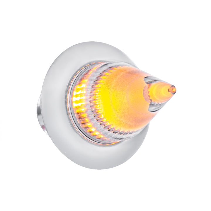 4 LED Dual Function 3/4" Mini Spike Light With Stainless Steel Bezel (Clearance/Marker) - Amber LED/Clear Lens