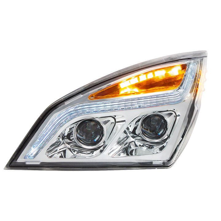 Chrome LED Projection Headlight With LED Position Light For 2018-2024 Freightliner Cascadia - Driver