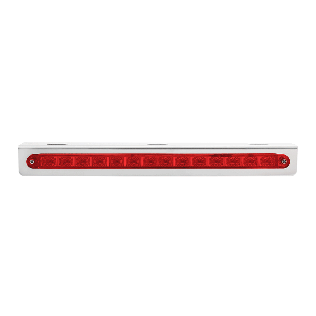 Stainless Light Bracket With 14 LED 12" Sequential Light Bar (Left to Right) - Red LED/Red Lens