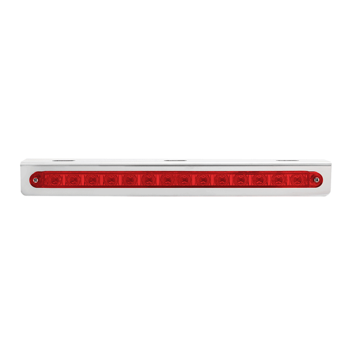 Stainless Light Bracket With 14 LED 12" Sequential Light Bar (Left to Right) - Red LED/Red Lens