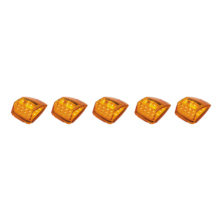 17 LED Reflector Square Cab Light - Amber LED/Amber Lens (5-Pack)