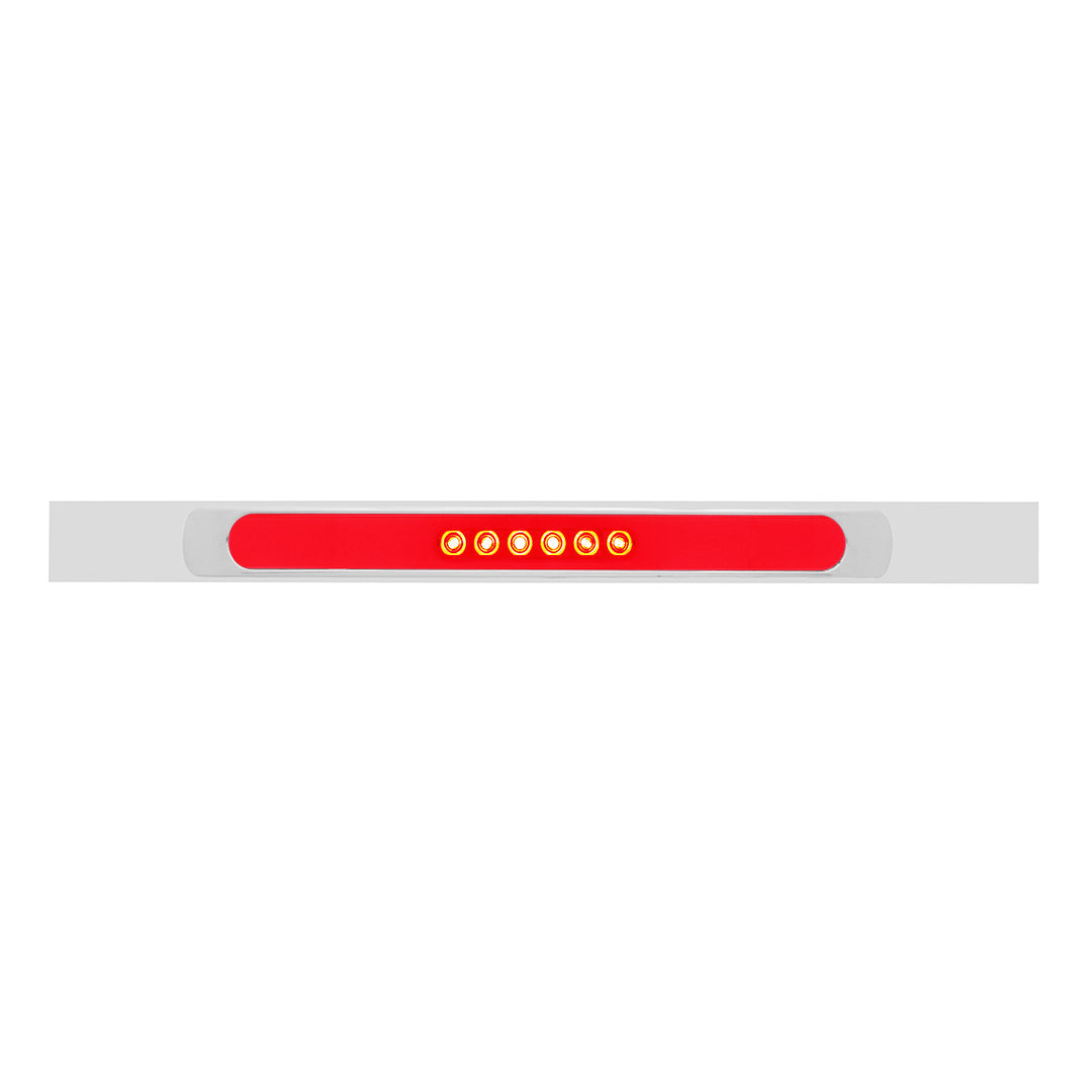 Chrome Top Mud Flap Plate With 28 LED 17" GloLight Bar &amp; Bezel - Red LED/Red Lens (Each)