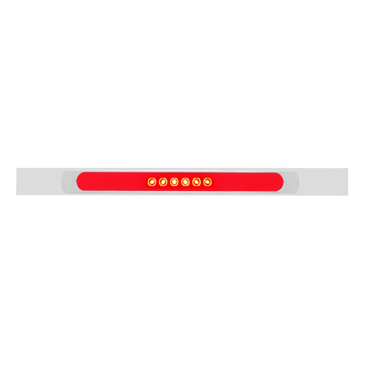 Chrome Top Mud Flap Plate With 28 LED 17" GloLight Bar &amp; Bezel - Red LED/Red Lens (Each)