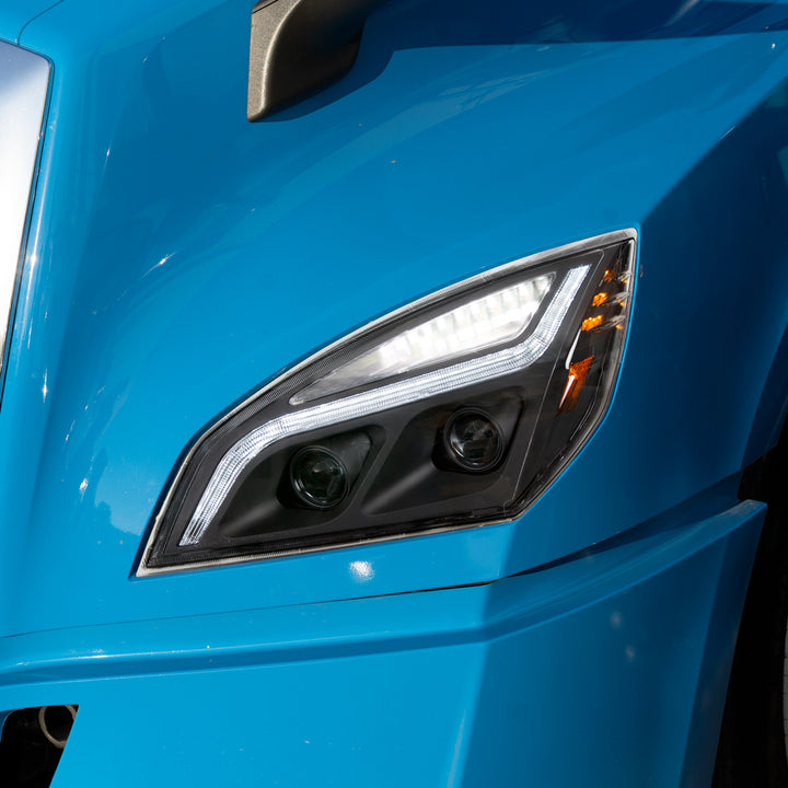 Black LED Projection Headlight With LED Position Light For 2018-2024 Freightliner Cascadia - Driver