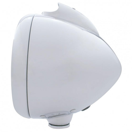 Stainless Steel Guide 682-C Headlight H4 With White LED &amp; LED Signal - Clear Lens