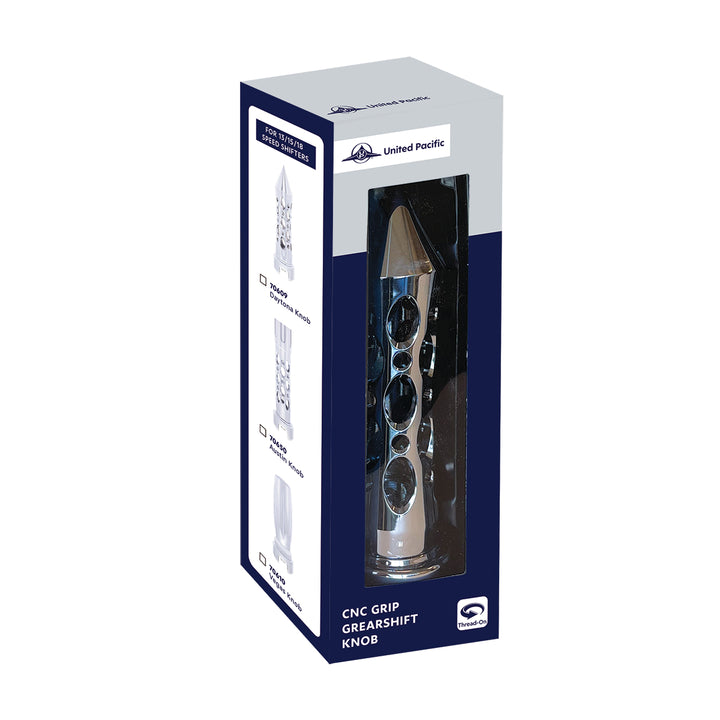 M30 x 3.5 Thread-On Daytona Style Spike Gearshift Knob With 9/10 Speed Adapter - Chrome/Vertical