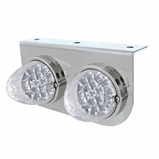 Stainless Light Bracket With 2 x 19 LED Reflector Lights - Amber LED/Clear Lens