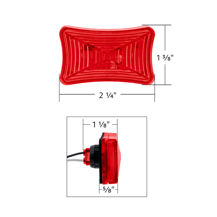 3 LED Rectangular Clearance/Marker Light - Red LED/Red Lens