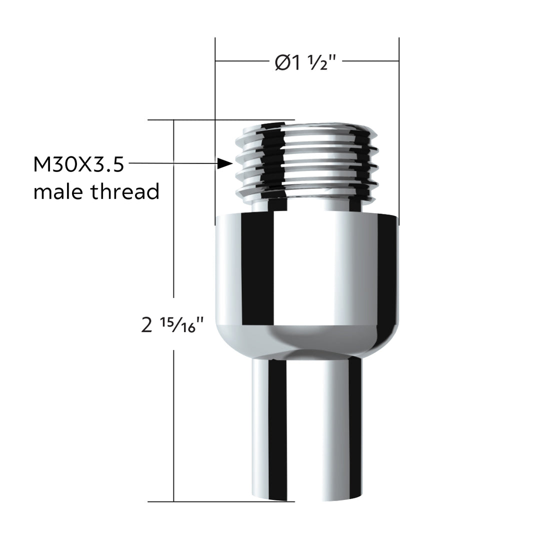 Chrome Aluminum Air Valve Adapter With M30 x 3.5 Threads