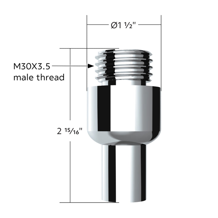 Chrome Aluminum Air Valve Adapter With M30 x 3.5 Threads