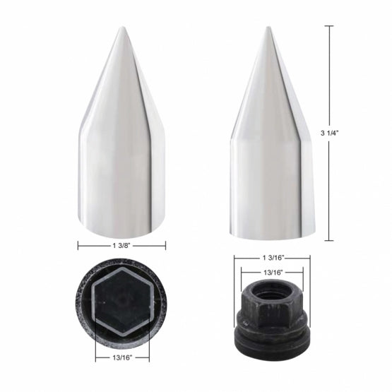 Chrome Spike Nut Cover For 1999-2004 Ford F-150, Push-On Style (Bulk)