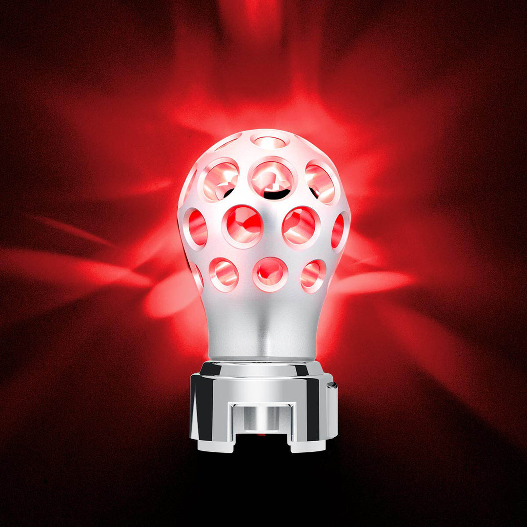 Thread-On Annodized Phoenix Style Ball Gearshift Knob With LED 13/15/18 Speed Adapter - White LED