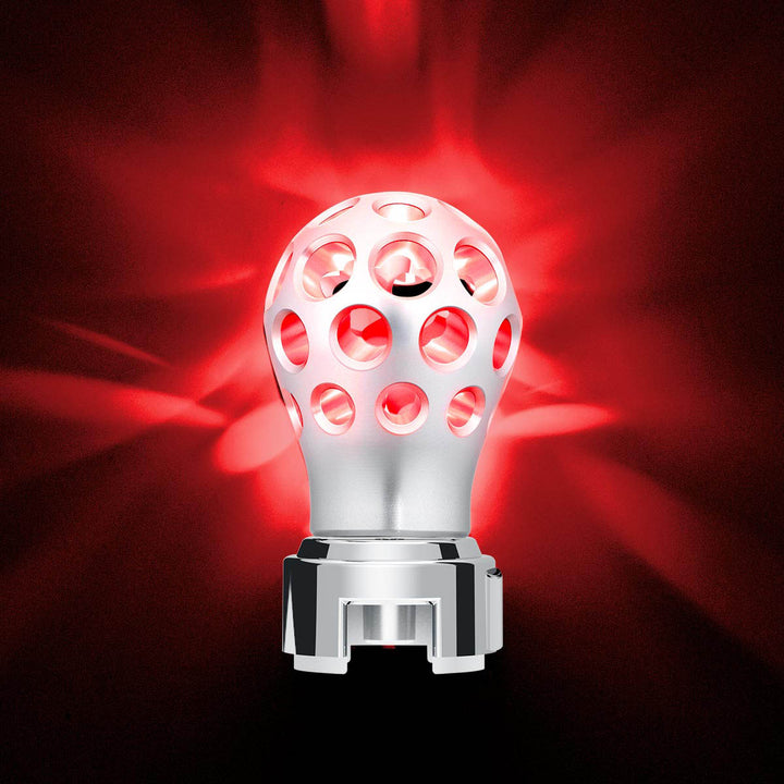 Thread-On Annodized Phoenix Style Ball Gearshift Knob With LED 13/15/18 Speed Adapter - White LED