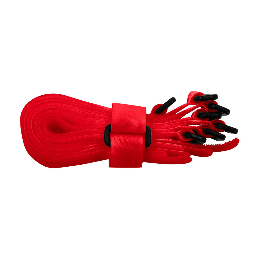 8" x 3/4" Red Hook &amp; Loop Velcro Strip - Tie Fasteners with Buckle (8-Pack)