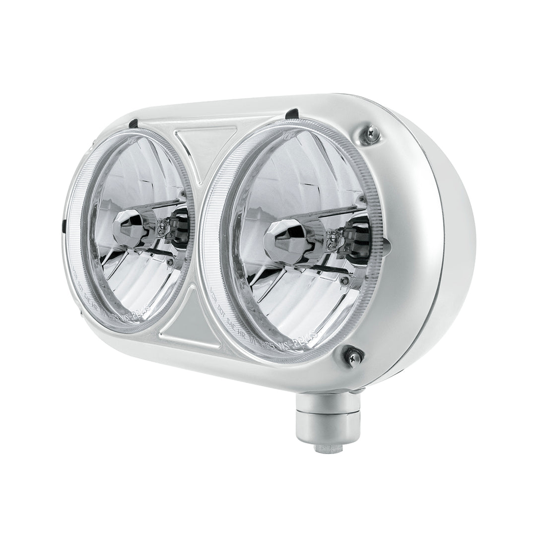 Headlight Assembly With Crystal Halogen Bulbs &amp; 304 Stainless Steel Housing For Peterbilt 359 - Passenger