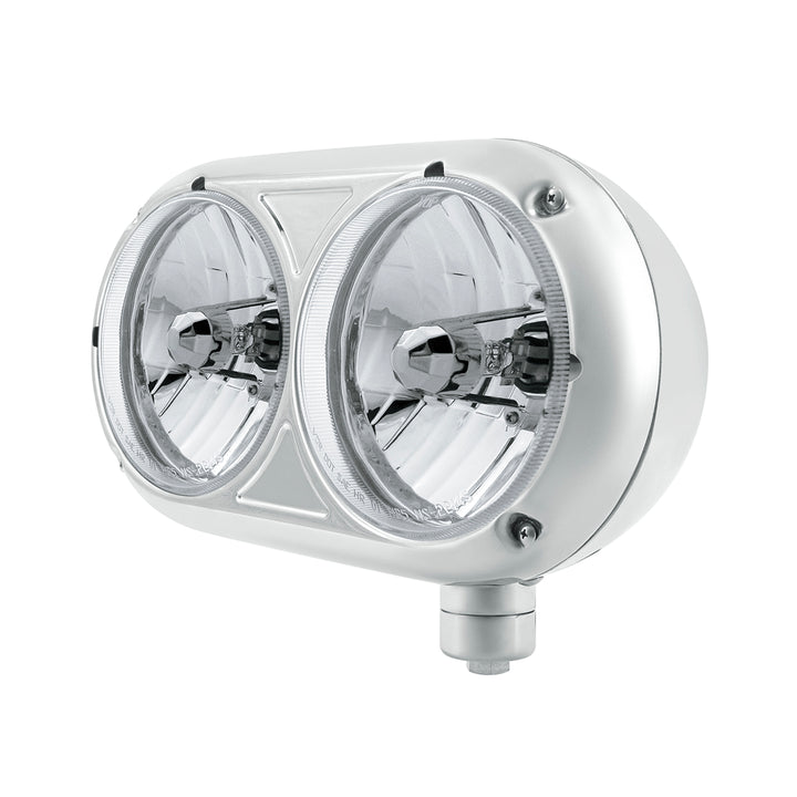 Headlight Assembly With Crystal Halogen Bulbs &amp; 304 Stainless Steel Housing For Peterbilt 359 - Passenger