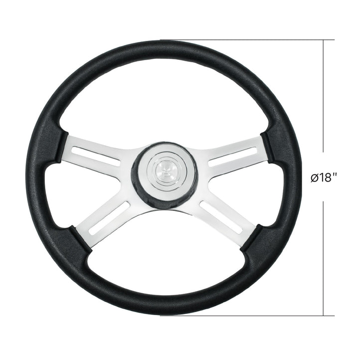 18" Polyurethane Rim 4 Spoke Steering Wheel With Horn Bezel