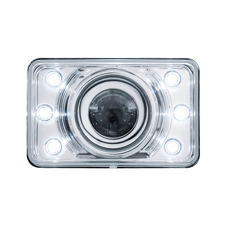 4" x 6" Crystal Projection Headlight With 6 White LED Position Light - Low Beam