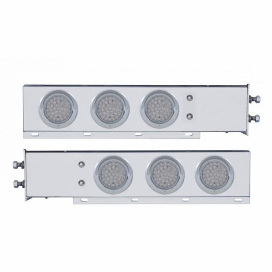 2-1/2" Bolt Pattern Chrome Spring Loaded Bar W/6 x 36 LED 4" Lights &amp; Visors - Red LED/Clear Lens (Pair)