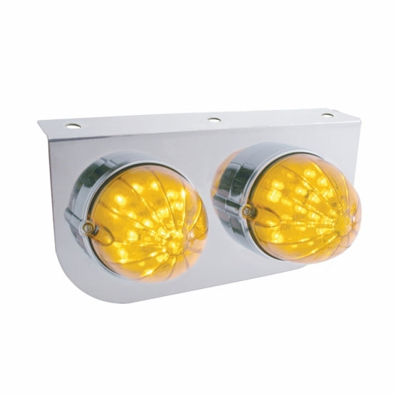 Stainless Light Bracket With 2 x 19 LED Bullet Style Grakon 1000 Lights - Amber LED/Amber Lens