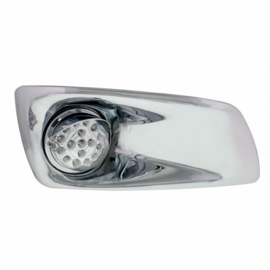 Fog Light Cover With 17 Amber LED Clear Style Reflector Light &amp; Visor For 2007-17 KW T660 - Passenger - Clear Lens