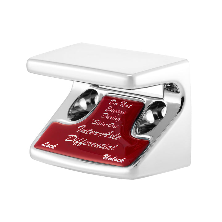 Chrome Plastic Axle/Differential Switch Guard With Glossy Sticker For 1990-2010 Freightliner Classic - Red