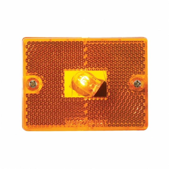 Rectangular Light (Clearance/Marker) With Reflex Lens &amp; Black Base - Amber Lens